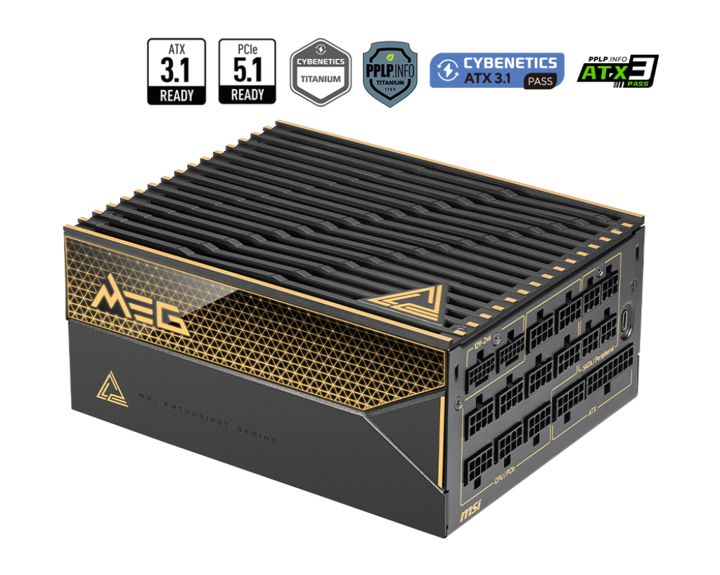 MSI MEG Ai1600T PCIE5 1600W Power Supply | 80 PLUS Titanium | ATX 3.1