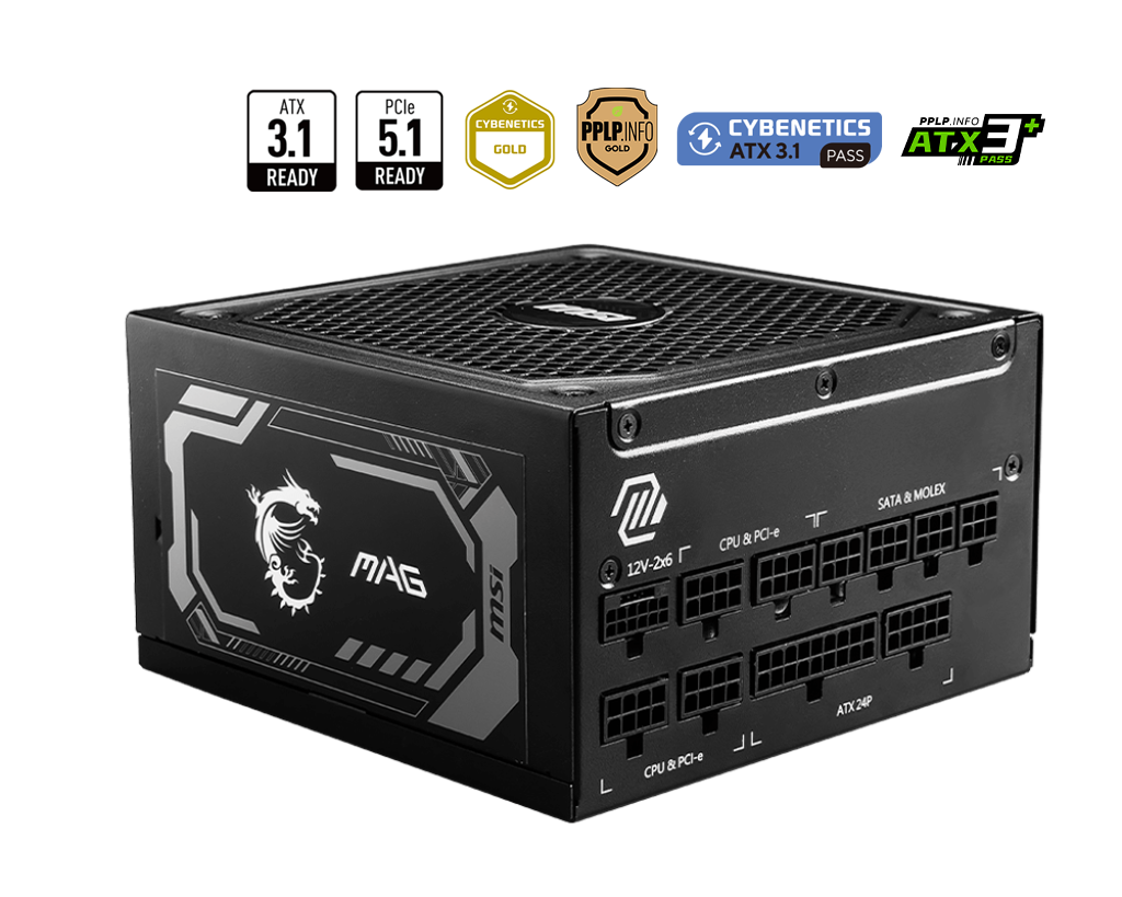 MSI MAG A1250GL PCIE5 1250W PSU | 80 PLUS Gold | ATX 3.1