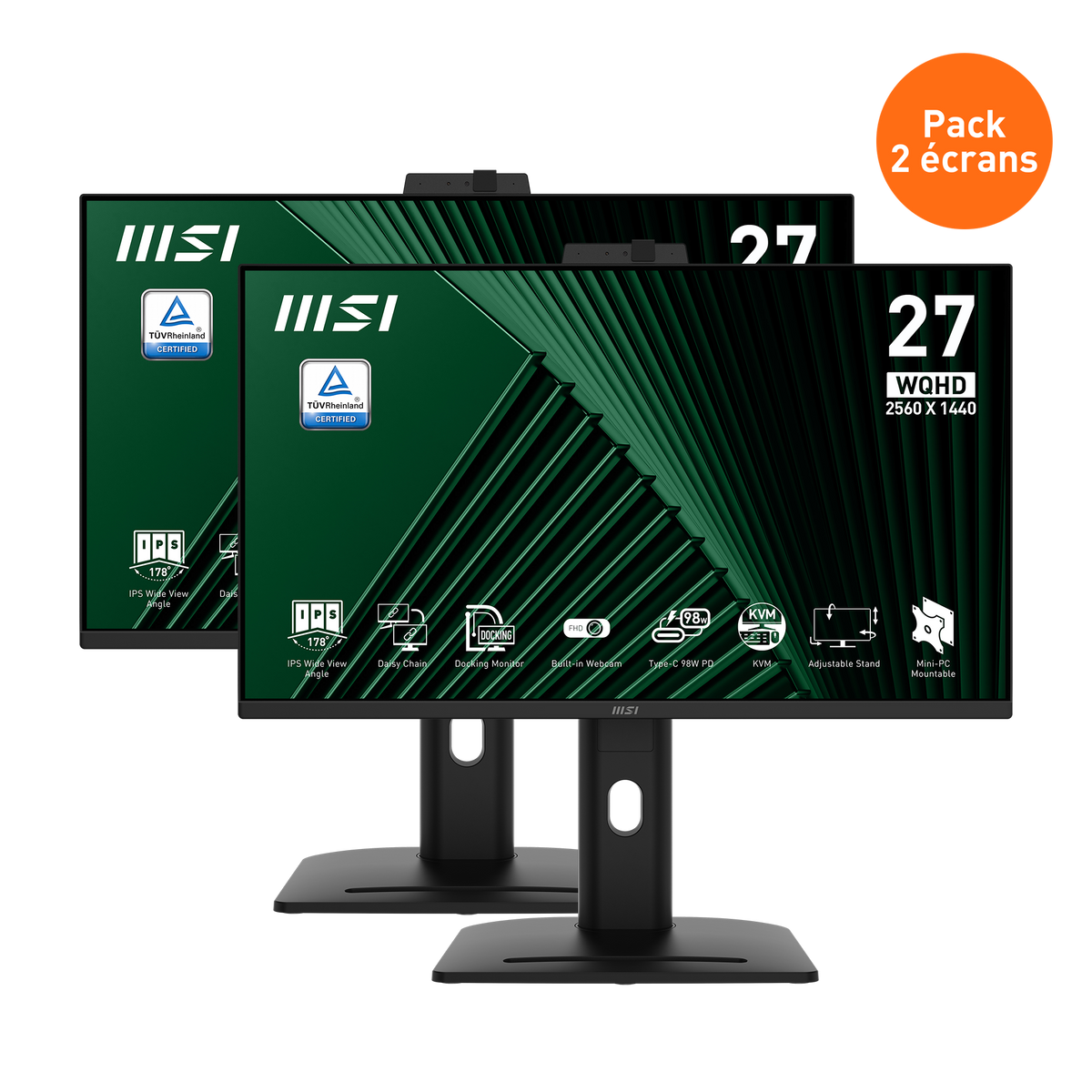 Pack de 2 Écrans PC bureautique | PRO MP275QPDG - Boutique en ligne officielle de MSI France
