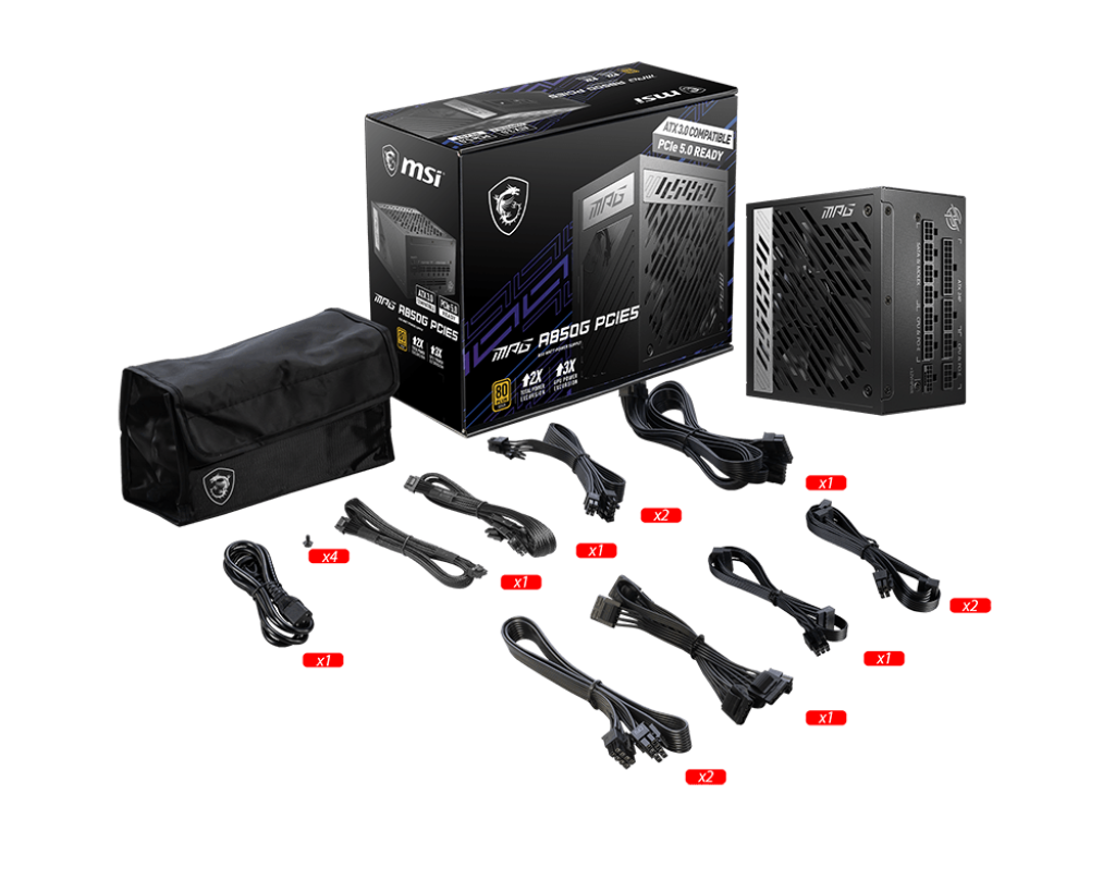 MPG A850G PCIE5 : Alimentation, 850W, 80 Plus Gold, ATX 3.0, Support GPU - Boutique en ligne officielle de MSI France